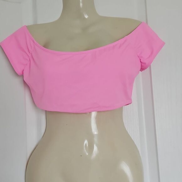 Host Pick Victoria's Secret Off The Shoulder Lightly Padded Swim Top Small Pink - Picture 1 of 16